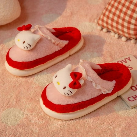 

Kawaii Sanrioed Cotton Slippers Cinnamoroll My Melody Hello Kitty Cute Cartoon Cotton Home Slippers Soft Plush Fleece Slip Gift