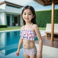thumbnail image 6 of Gelikeya Girls Swimsuits Size 10-11 Kids' Swimwear 3 Piece Set Floral Bikini Tops Skirt Shorts Summer Holiday Hawaiian Beach Wear Cute Ruched Bathing Suit (Tweens, X06-Light Pink), 6 of 7
