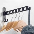 thumbnail image 1 of Wall-mounted clothes rack, wall-mounted hanger drying rack, 90-rotation wall-mounted foldable clothes rack (black, 1), 1 of 4