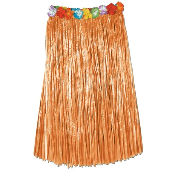 Party Central Club Pack of 12 Orange Tropical Adult Women's Artificial Grass Hula Skirts 36"