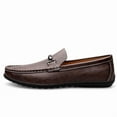 thumbnail image 4 of Men's Casual Loafers Slip On Leather Shoes Comfortable Lightweight Driving Shoes Male Moccasins Classic Penny Loafer Flats Boat Shoes Outdoor Walking Shoes, 4 of 12