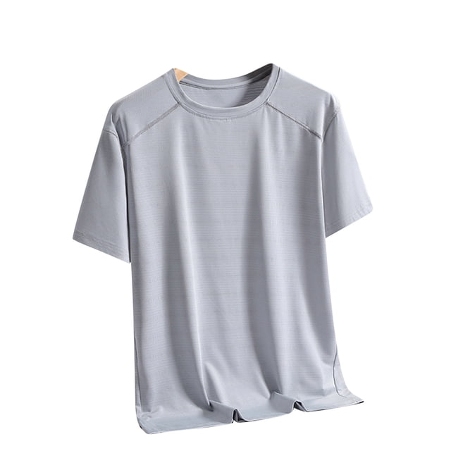 pstuiky camisetas de hombre, Camiseta deportiva informal de seda helada, transpirable, de manga corta y cuello redondo, de color liso para hombre camisas casuales para hombre xxxxl