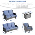thumbnail image 3 of Ovios 6-Piece Wicker Outdoor Patio Dining Set with Pit Table and Swivel Chairs, Gray/Denim Blue, 3 of 5