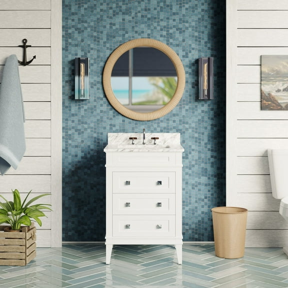 Eleanor 24" Bathroom Vanity with White Cabinet and Carrara Marble Top