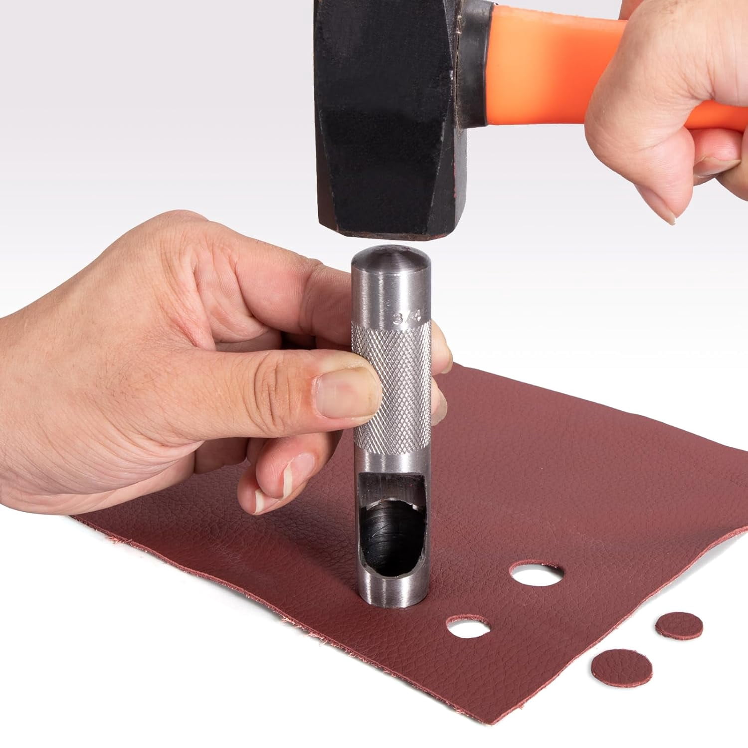 Steel Hollow Leather Punch Set Heavy Duty Round Hole Punch Tool for Watch Cloth Belt Gaskets with Storage Bag