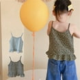 thumbnail image 5 of Odeerbi 1-6Y Kids Girls Summer Cotton Tank Tops Floral Ruffle Sleeveless Tops Children's Fashion Soft Comfortable Tops Blue, 5 of 5