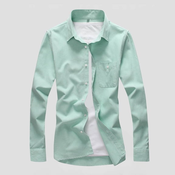 Jjayotai George Shirts for Men, Men's Casual Business Shirt, Button Long Sleeve Sleeve Lapel Top with Pocket, Mens Tees