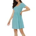 thumbnail image 4 of Vestido de salón para mujeres INSPIRE CHIC, camisones de noche, pijamas de color sólido, cuello redondo, camisones de noche, talla S, azul claro, 4 of 5