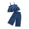 thumbnail image 2 of Kiapeise Toddler Girls Denim Clothes Summer Ruffle Sleeveless Tank + Long Jeans, 2 of 8