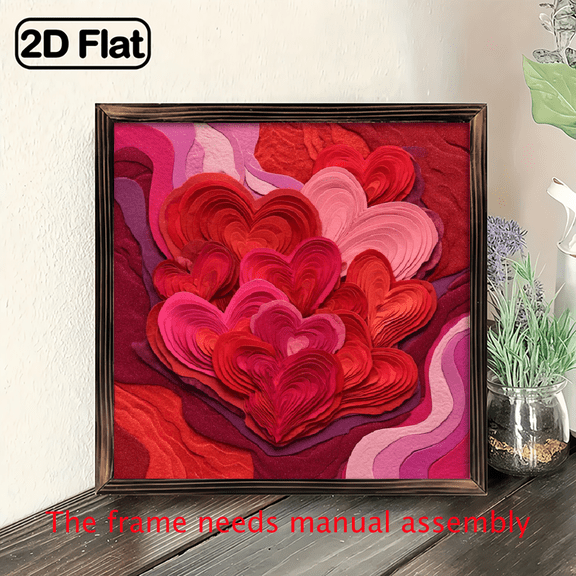 1pc Wood Framed Heart-Shaped Love Sign - Classic Valentine's Day Wall Decor Suitable for Wedding, Anniversary Gift, Framed Art for Farmhouse, Contemporary Love Theme Decorations, 8x8inch