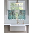 thumbnail image 3 of Sheer Curtains 45 Inch Length 2 Panels Set for Kitchen, Coastal Beach Tree Green Semi Sheer Curtains for Windows, Summer Vintage Tropical Plant Voile Window Treatments Rod Pocket Curtain, 3 of 7