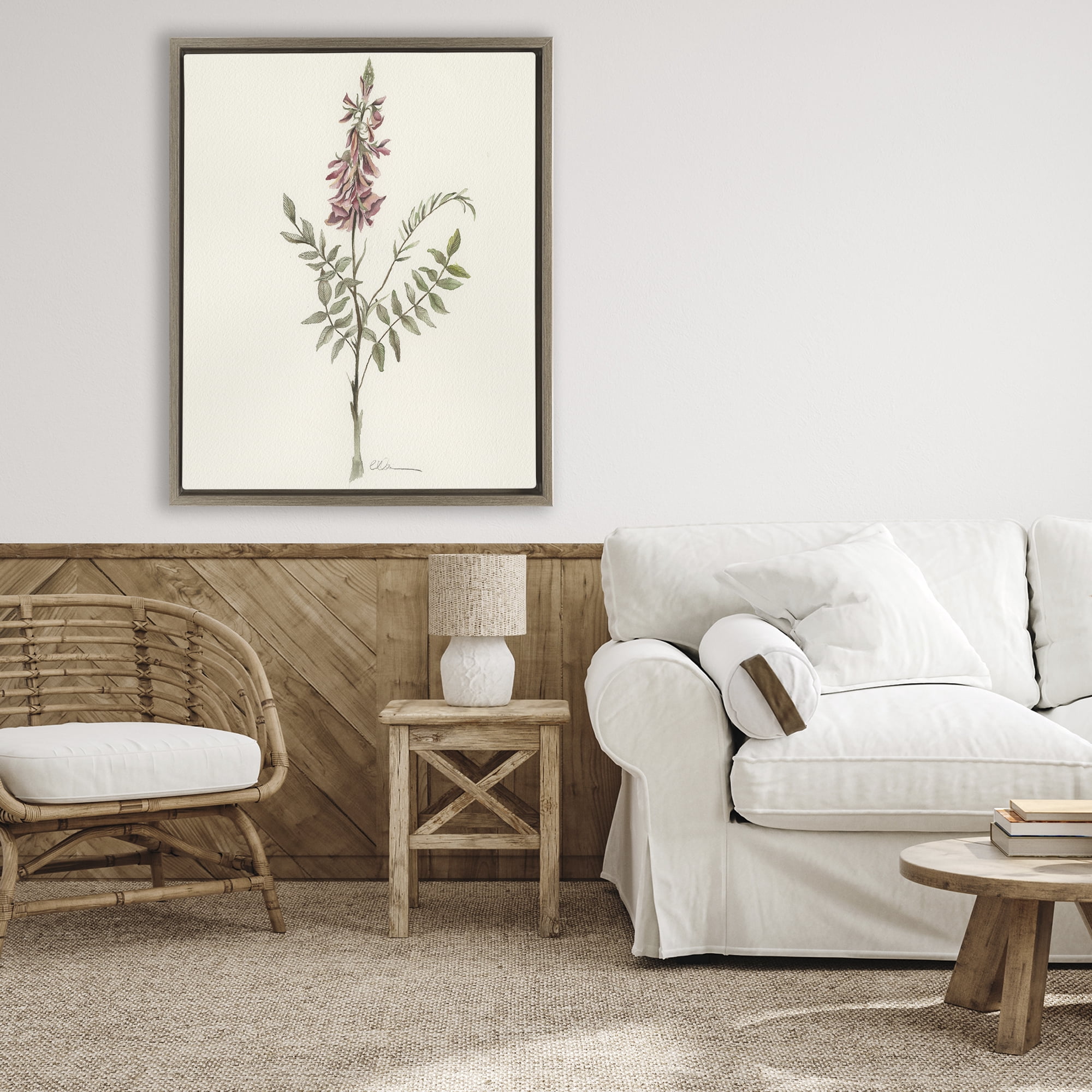 Stupell Industries Nature's Delicate Herb Sprig Brown Framed Floater Canvas Wall Art, design by Cady Driver