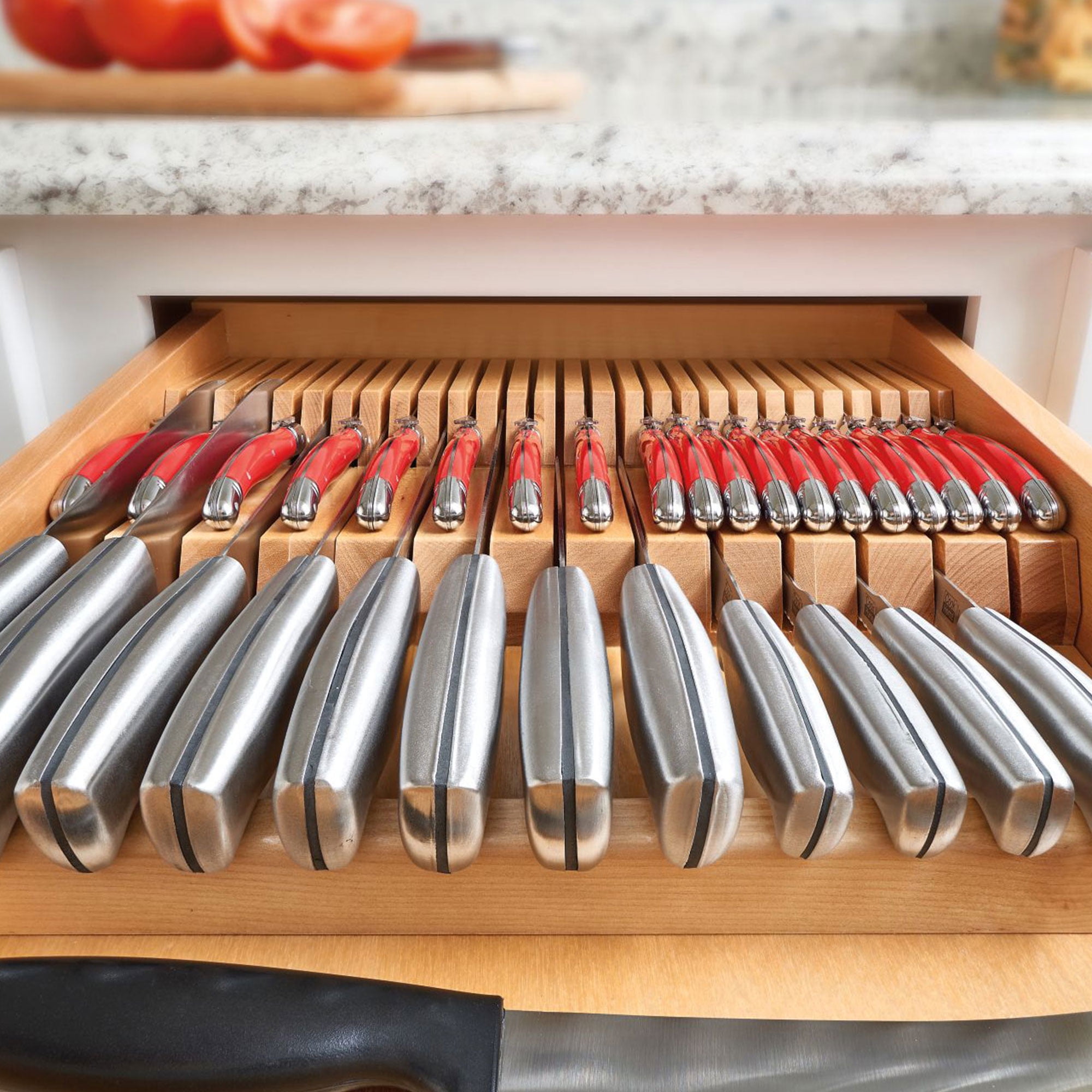 Rev-A-Shelf 4WDKB-1 Dual Row Trimmable Knife Block Drawer Organizer Insert