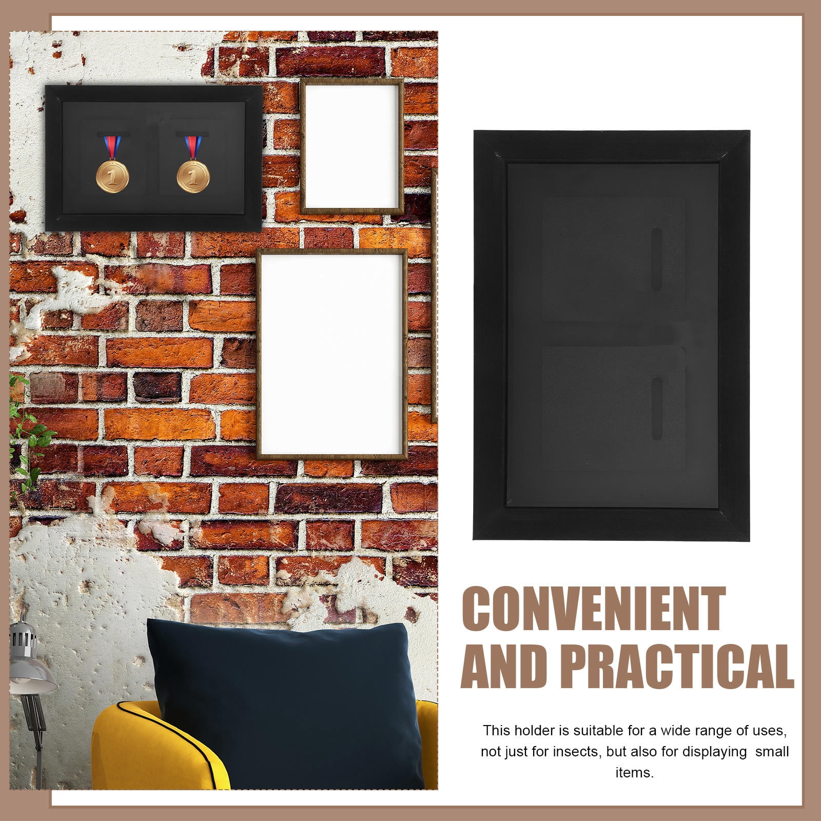 DEEPCRAFF Durable Black Medal Frame Wood with Wall Mount for Displaying Running Medals and Awards