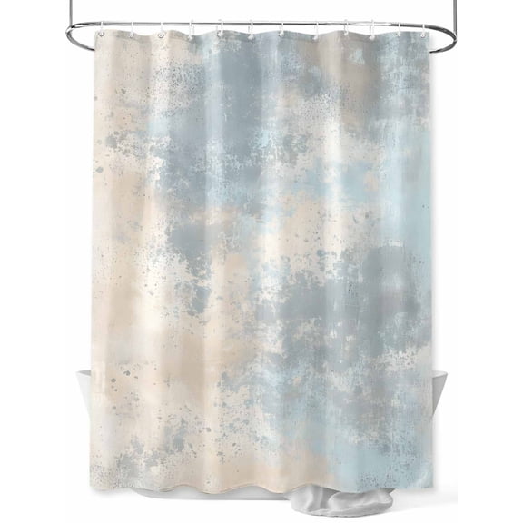 Abstract Shower Curtain, Watercolor Teal Brown Gradient Waterproof Shower Curtain Set with 12 Hooks Lightweight Washable Fabric Shower Curtains for Bathroom 72x78 Inches