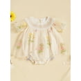 thumbnail image 2 of aturustex Infant Baby Girl Princess Romper Dress 0-18M Newborn Mesh Short Sleeve Bodysuit Flower Embroidery Patchwork Jumpsuits Fairy Dress Crew Neck n Loose Cute Casual Summer Daily Clothes, 2 of 7