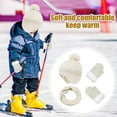 thumbnail image 4 of VNKIDY Kids Hats Children Solid Color Winter 3 Piece Set Winter Knitted Beanie With Pom Thicken Infinity Scarf Plush Mittens For Cold Weather Casual Headwear, 4 of 4