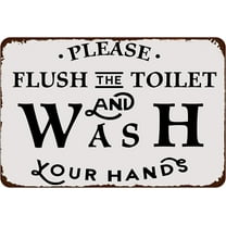 Funny Bathroom Decor Poster Please Plush The Toilet and Wash Your Hands Vintage Metal Tin Sign Home Wall Art Sign for Farmhouse Home Bathroom Toilet Wall Decor Plaque 12x8inch
