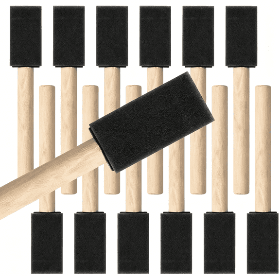 CCOCC 1 Inch Foam Paint Brushes,12 Pack - High Density Poly Sponge Brushes for Painting,Crafts & Cleaning