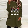 thumbnail image 2 of CFLVAEK Chandails de Noël pour Femmes Grande Taille en Molleton Duveteux, Chandails à Enfiler Chauds d'Hiver à Col Rond, Chandail à Imprimé Verre de Vin Rouge, Chandails Molletonnés avec Poches Vert Armée TTTG, 2 of 5