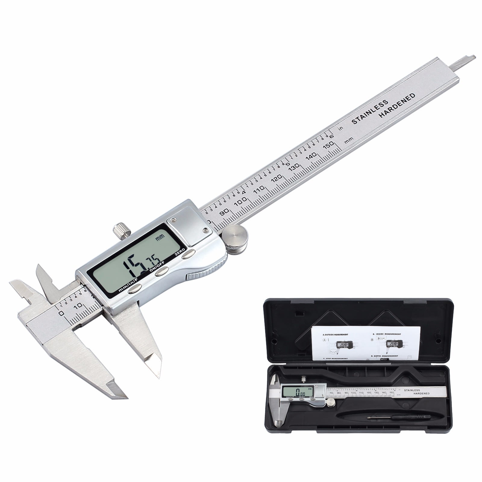 6 Inch/150mm Stainless Steel Vernier Caliper Micrometer Gauge Measure Tool li