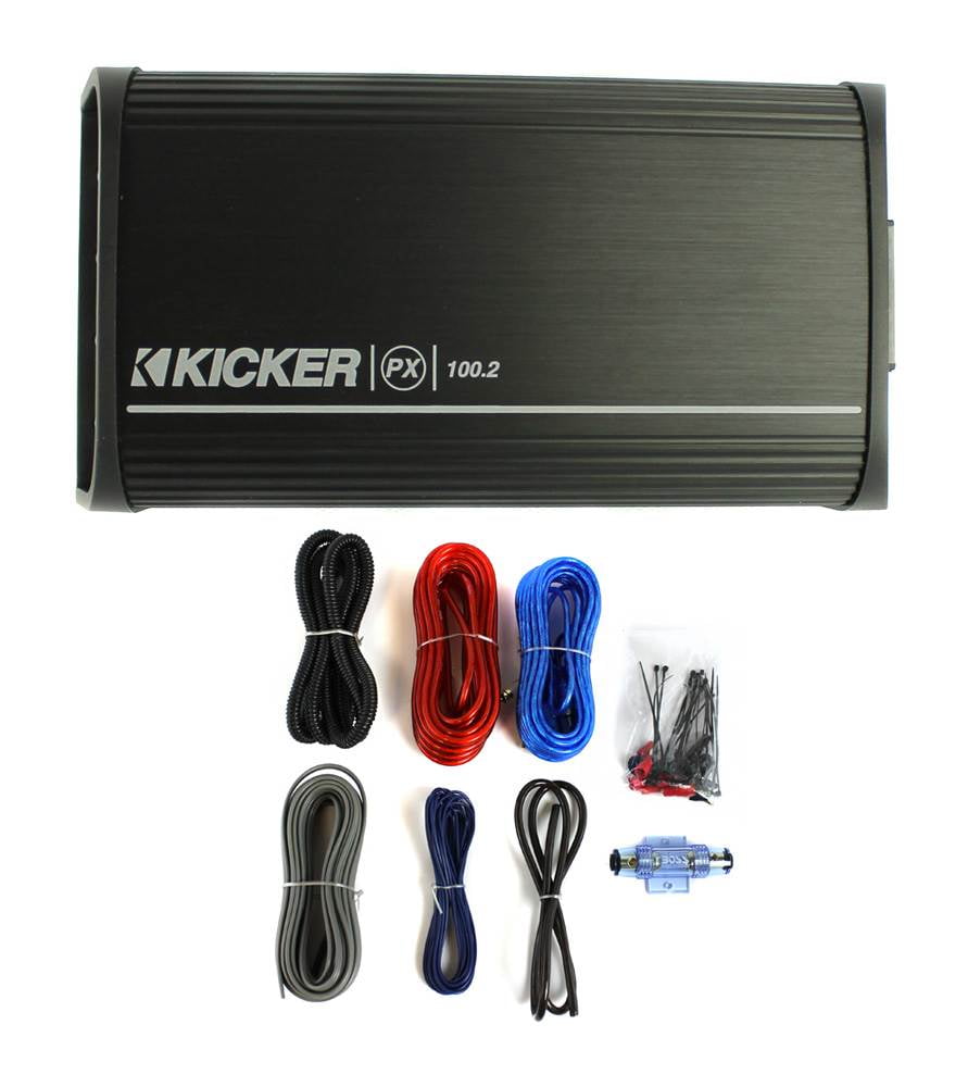 KICKER 12PX100.2 100W 2Ch Car/ATV Motorcycle Mini Amplifier + 8 Gauge Amp Kit