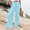 Sky Blue, variant on Womens Linen Pants Boho Summer Pants Wide Leg Cotton Linen Pant Ruffle Pants Women Business Work Casual Pants Loose Yoga Trousers Straight Leg Lounge Trouser Breezy Pants Women Sky Blue L