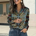 thumbnail image 6 of Womens Tops Satin Shirt Retro Floral Print Casual Long Sleeve Tops Blouses for Women Dressy Casual, 6 of 9
