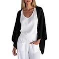 thumbnail image 4 of ZSQDM Cardigan Tops Women's Linen Cardigan 3/4 Sleeve Open Front Casual Loose Cover Up Lightweight Shrug Draped Ruffles Knit Cardigan Cardigan for Women Summer Sweaters for Women Lightweight(M), 4 of 4
