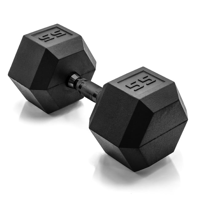 Mancuerna CAP Barbell de 25 kg recubierta, hexagonal, negra, con mango