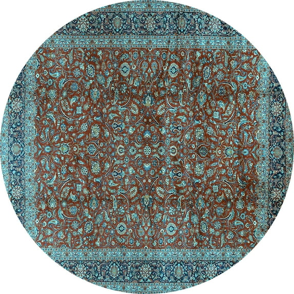 Ahgly Company Indoor Round Persian Light Blue Traditional Area Rugs, 8' Round