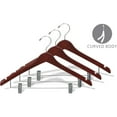 thumbnail image 2 of International Hanger Wooden Curved Combo Hanger, Walnut Finish with Chrome Hardware, Box of 25, 2 of 4