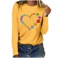 thumbnail image 2 of RYDCOT Women Love Heart Dog Paw Print T Shirt Valentine's Day Tee Shirts Casual Lover Gift Long Sleeve Crew Neck Tunic Tops for Spring Fall Sale or Clearance, 2 of 5