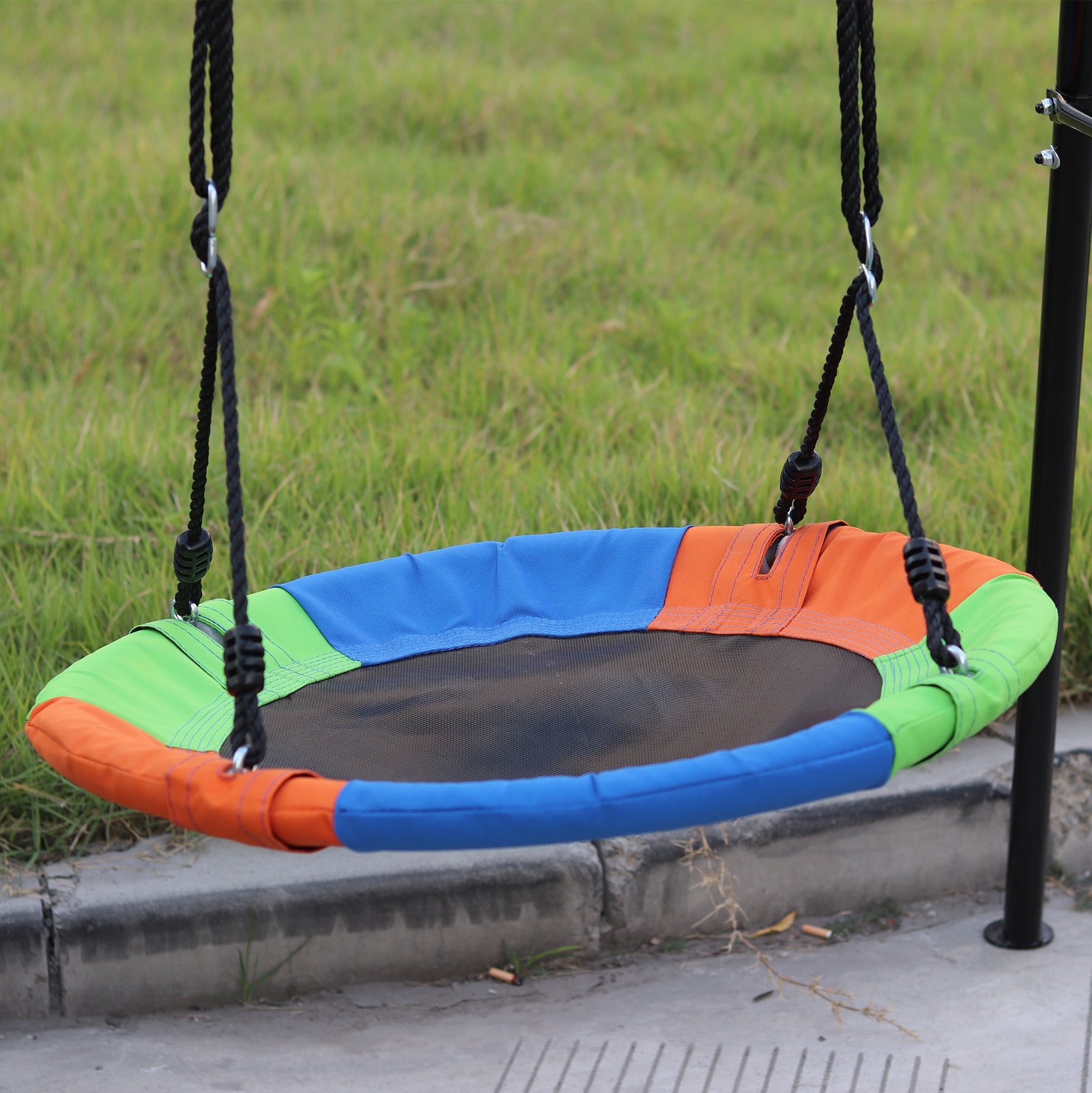 440lbs Swing Sets for Backyard, 3 in 1 Toddler Swing Set Outdoor for Kids 3-8, 1 Saucer Swing, 1 Glider and 1 Slider Swing with Heavy Duty Outdoor A-Frame Metal Swing Stand for Playground, Playset