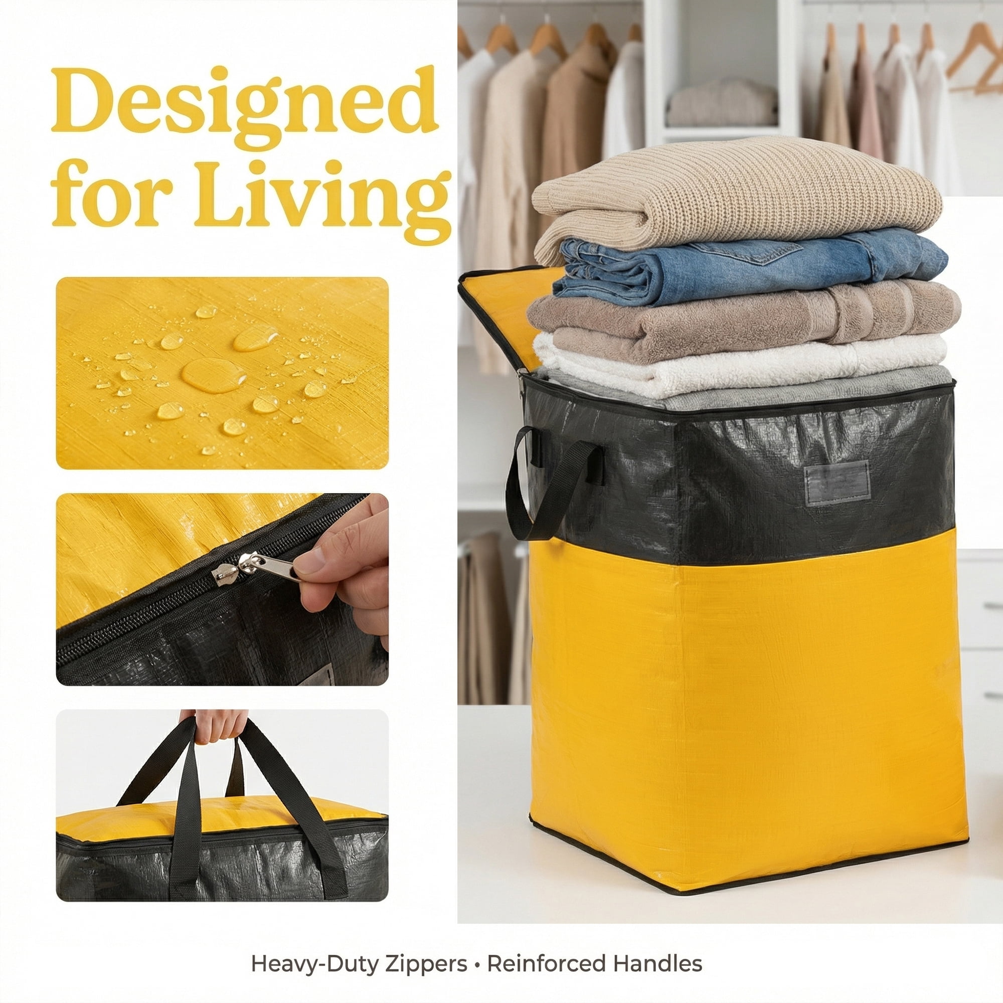 Unique Bargains Storage Bags for Organizing Closet Organizers Yellow 19.7"x15.7"x26"