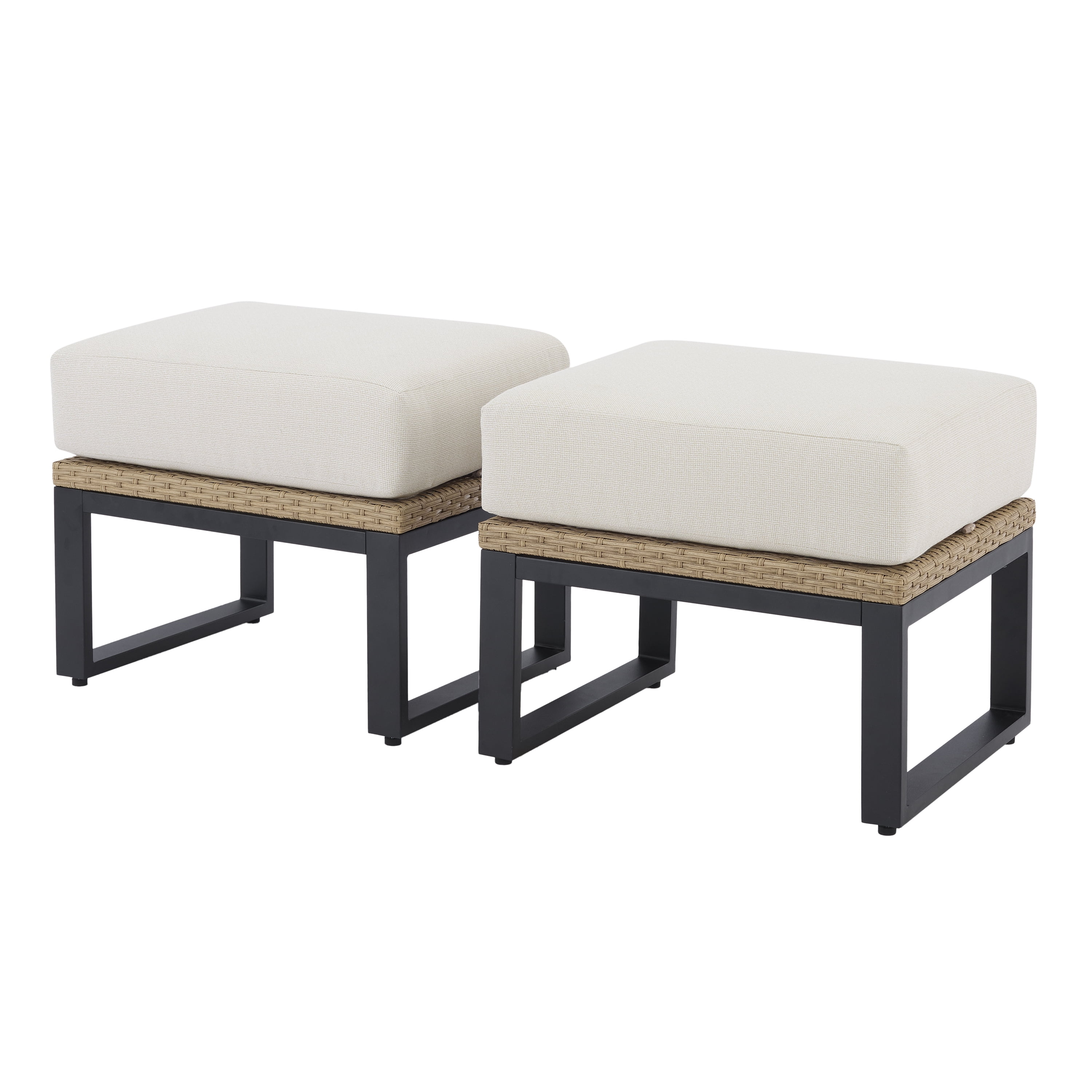 Better Homes & Gardens Ventura 2-Piece Outdoor Wicker Ottoman, Beige