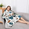 thumbnail image 5 of Oversized Wearable Blanket Hoodie,Blue Football Game Icons Pattern Sherpa Blanket Hoodie with Super Pockets,Super Warm Fuzzy Pullover for Women & Men, 5 of 6