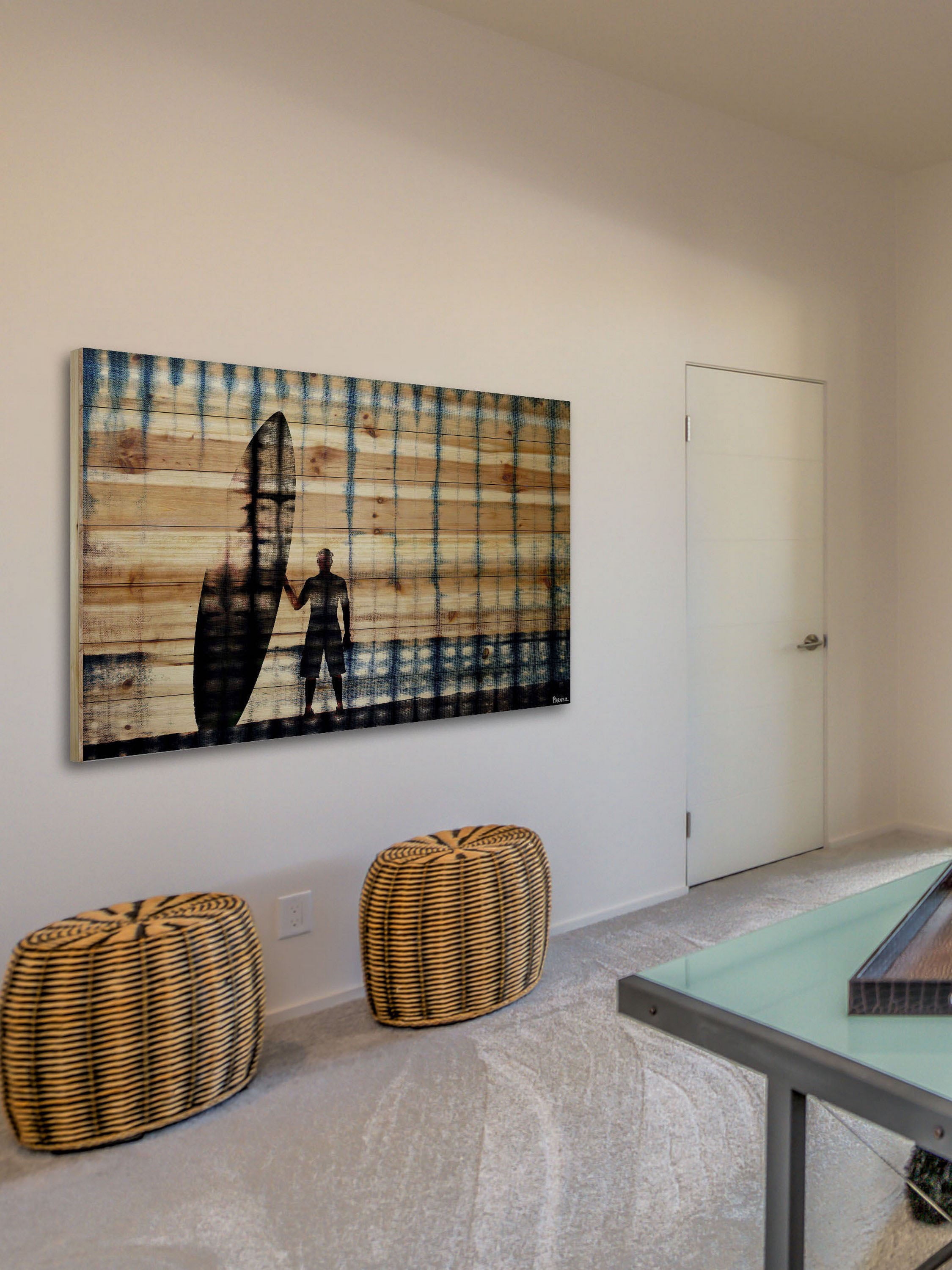 Parvez Taj Surf at Dusk Pinewood Wall Art, 20" x 30"