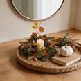 thumbnail image 5 of Fall Candle Rings Fall Decorations for Home Halloween Decorations Artificial Maple Leaf Rose Candle Wreath for Table Centerpiece by MPOISVA, 5 of 7