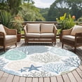 thumbnail image 6 of 5ft Round Rug Coastal Area Rugs for Living Room Bedroom Washable Non Slip Circle Rug Low Pile Soft Summer Beach Nautical Coral Starfish Indoor Floor Carpet for Kitchen Entryway Office Dining Room, 6 of 9