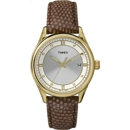 Timex Women's Classic T2P557 Brown. Beige Leather Analog Quartz Watch