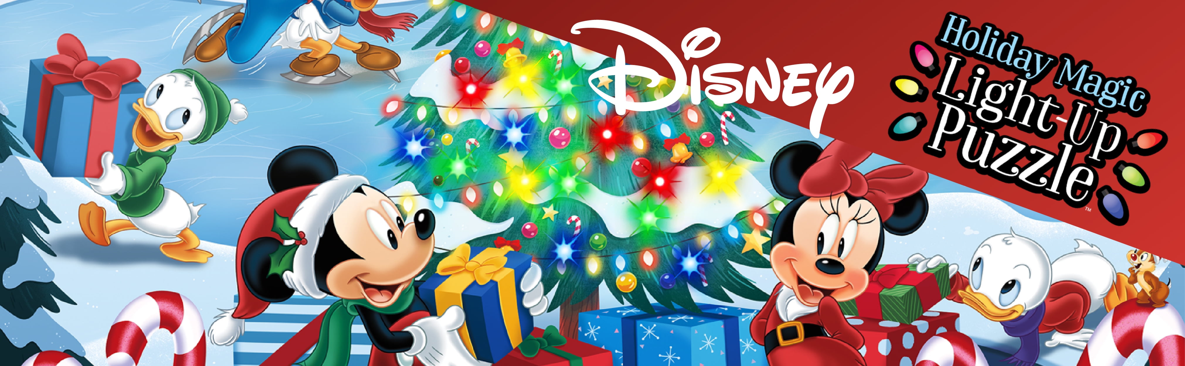 Ceaco Disney Mickey and Friends Holiday Magic Light Up 500-Piece Interlocking Jigsaw Puzzle