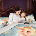 thumbnail image 4 of Manfei Kawaii Dragon Animals King Size Comforter Sets,Fantasy Cloud Starry Sky Comforters King Size,Blue Yellow,Light Gray Reversible,3pcs,1 Comforter and 2 Pillowcases, 4 of 7