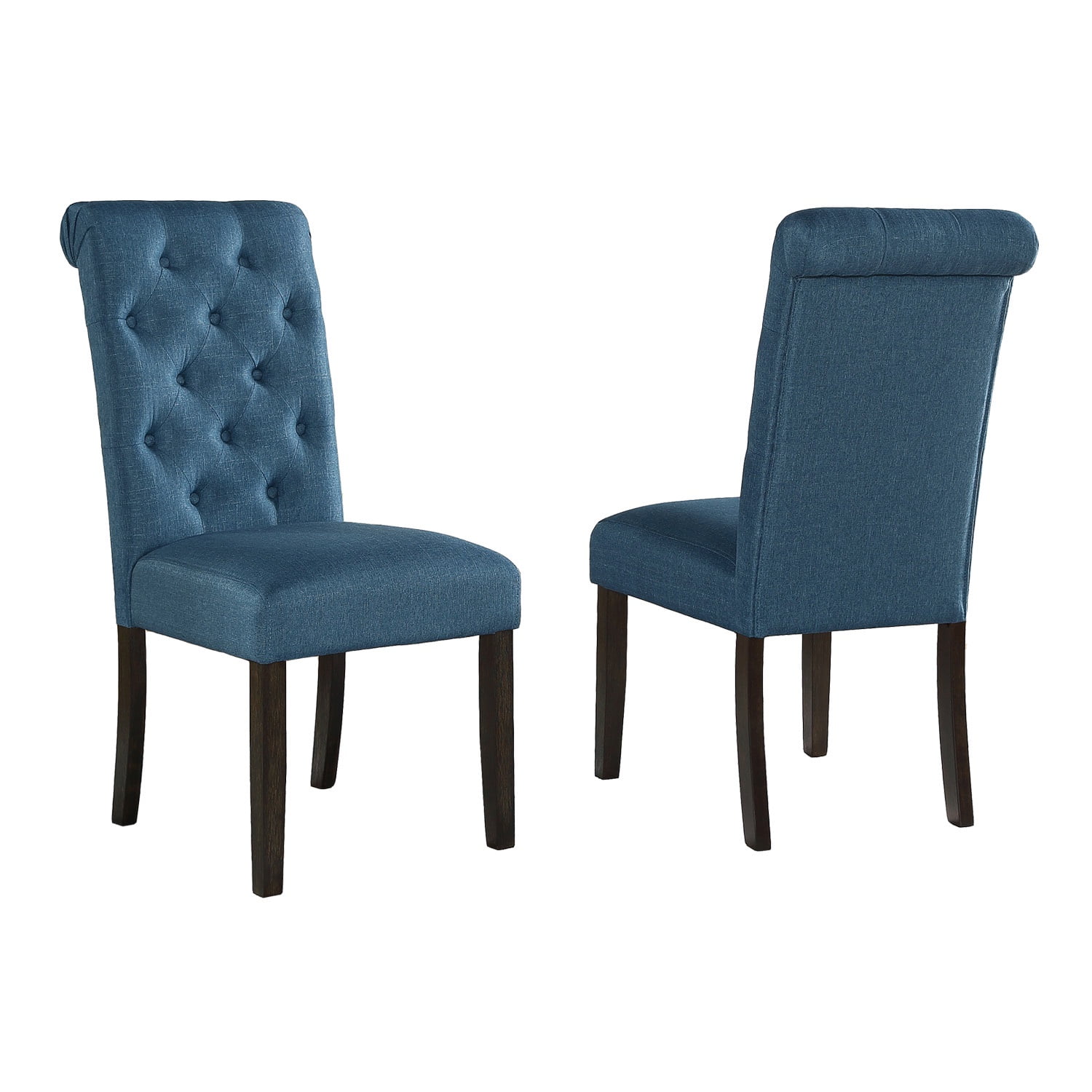 Solid Wood Tufted Dining Chairs Set of 2, Fabric Upholstery, Mid-Century Modern Style High Back Chair for Dining Room & Kitchen