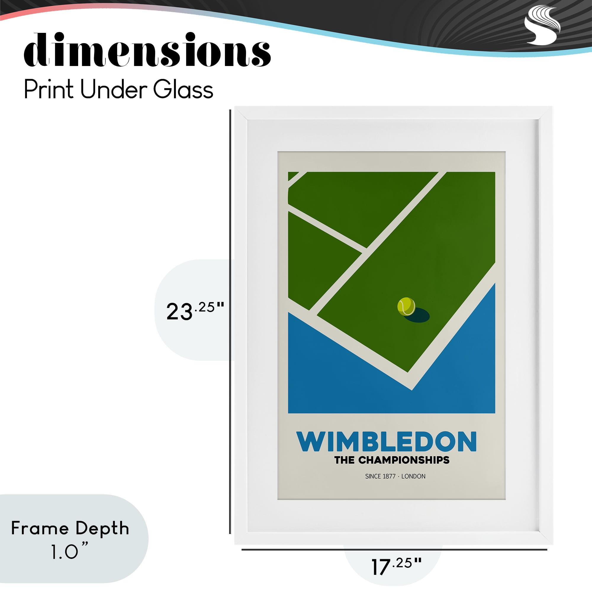 Stupell Industries Wimbledon Tennis Court White Framed Print Under Glass, design by Andreas Magnusson
