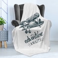 thumbnail image 4 of Saying Soft Flannel Fleece Blanket, Vintage Airplane with Typography Aviation and Adventure Theme Print, Cozy Plush for Indoor and Outdoor Use, 60" x 80", Dark Petrol Blue and White, by Ambesonne, 4 of 5