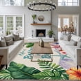 thumbnail image 4 of Summer Washable Living Room Rugs 5'x8', Life Is Better At The Beach Linen Texture Low Pile Throw Large Area Rug Non-Slip Sturdy Edge Binding Carpet for Living Room Kitchen Office, 4 of 9