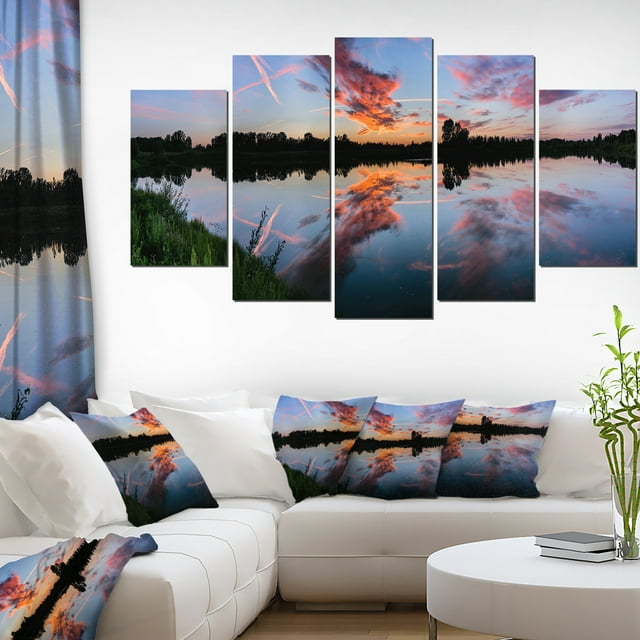 Sunset Sky Miroir dans l'Eau du Lac - Impression sur Toile Paysage