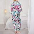 thumbnail image 3 of Pajama Sets for Women 2 Pcs, Classic Funny Cute Cow Eating Grass Button Down Long Sleeve Sleepwear Lounge PJ Sets, 3 of 6