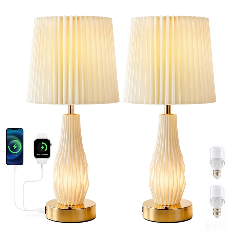 GVDV 18.5" Bedside Table Lamp Set of 2 with USB Ports photo 8